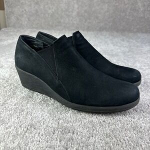 The Flexx Wedge Ankle Booties Size 10‎ / 42 Black Leather Boots Shoes Comfort